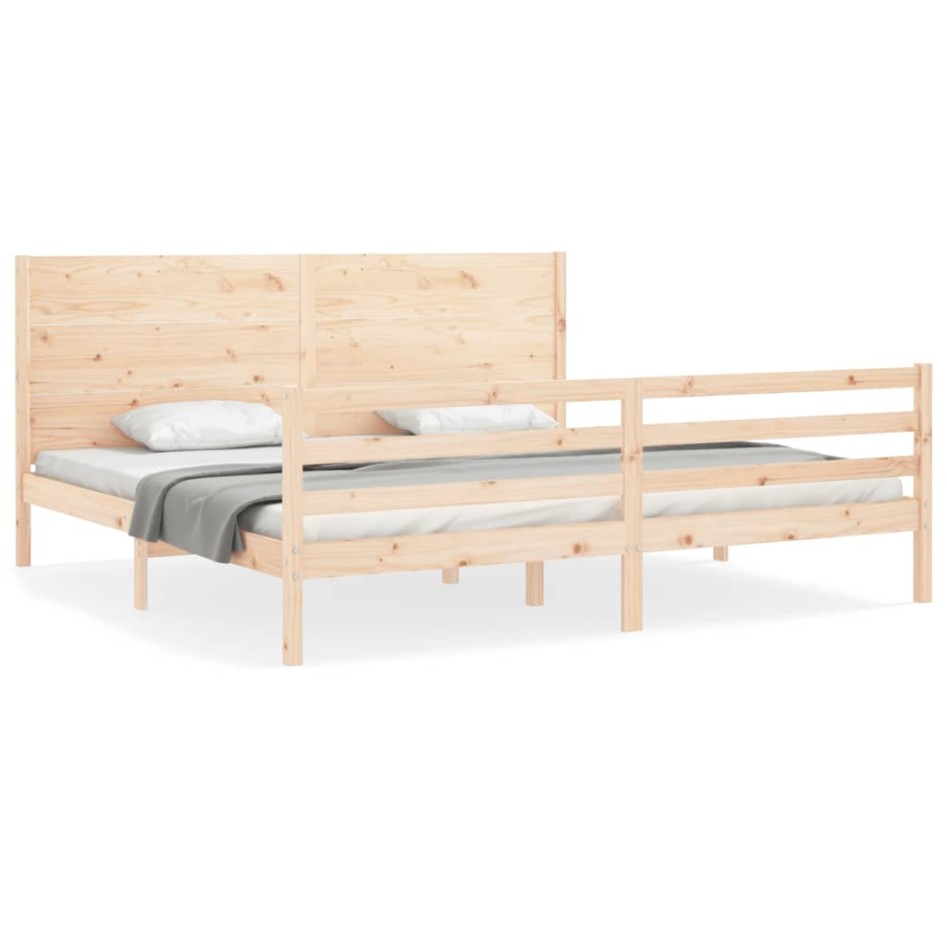 Estructura de cama con cabecero madera maciza 200x200