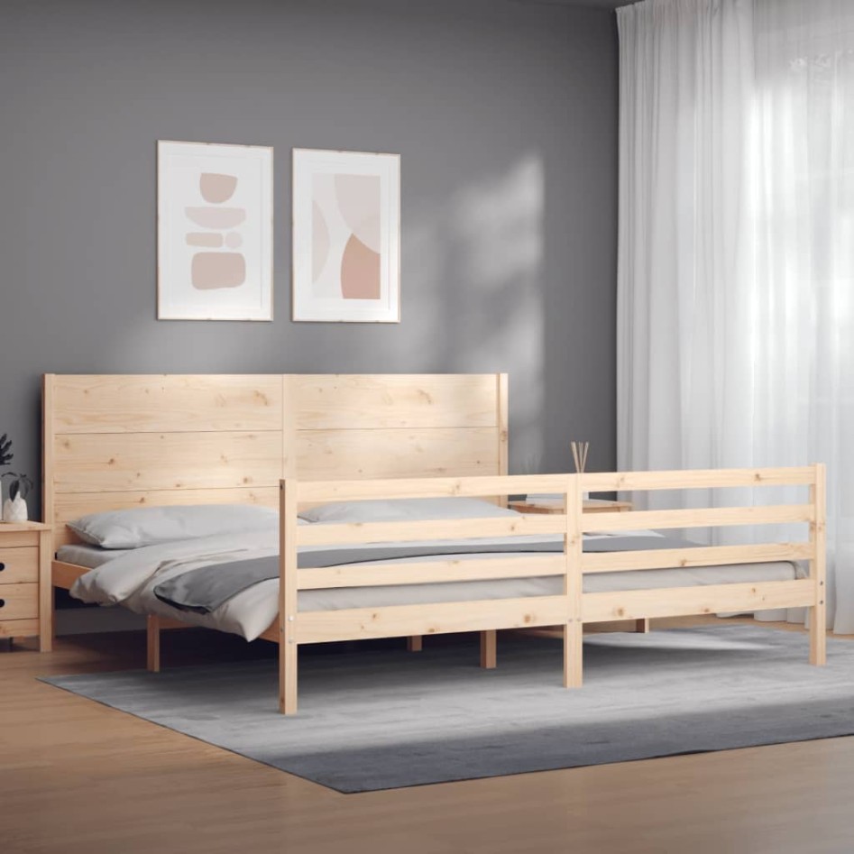 Estructura de cama con cabecero madera maciza 200x200