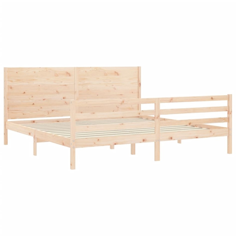 Estructura de cama con cabecero madera maciza 200x200