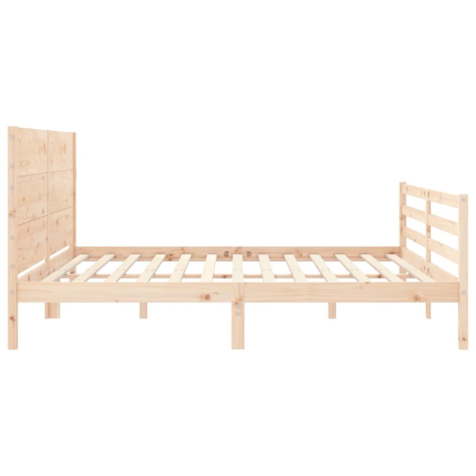 Estructura de cama con cabecero madera maciza 200x200