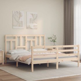 Estructura de cama con cabecero madera maciza 160x200