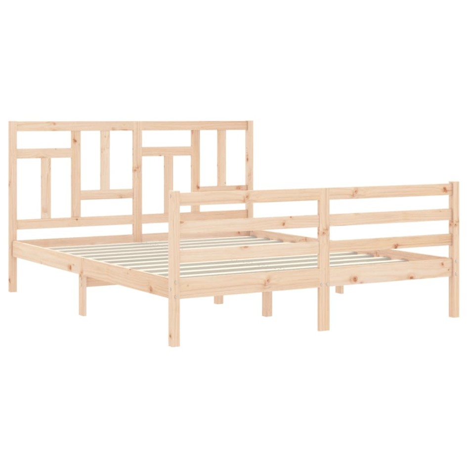 Estructura de cama con cabecero madera maciza 160x200