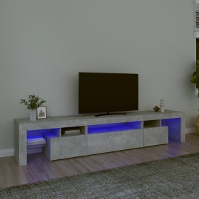 Mueble de TV con luces LED gris hormigón 215x36,5x40
