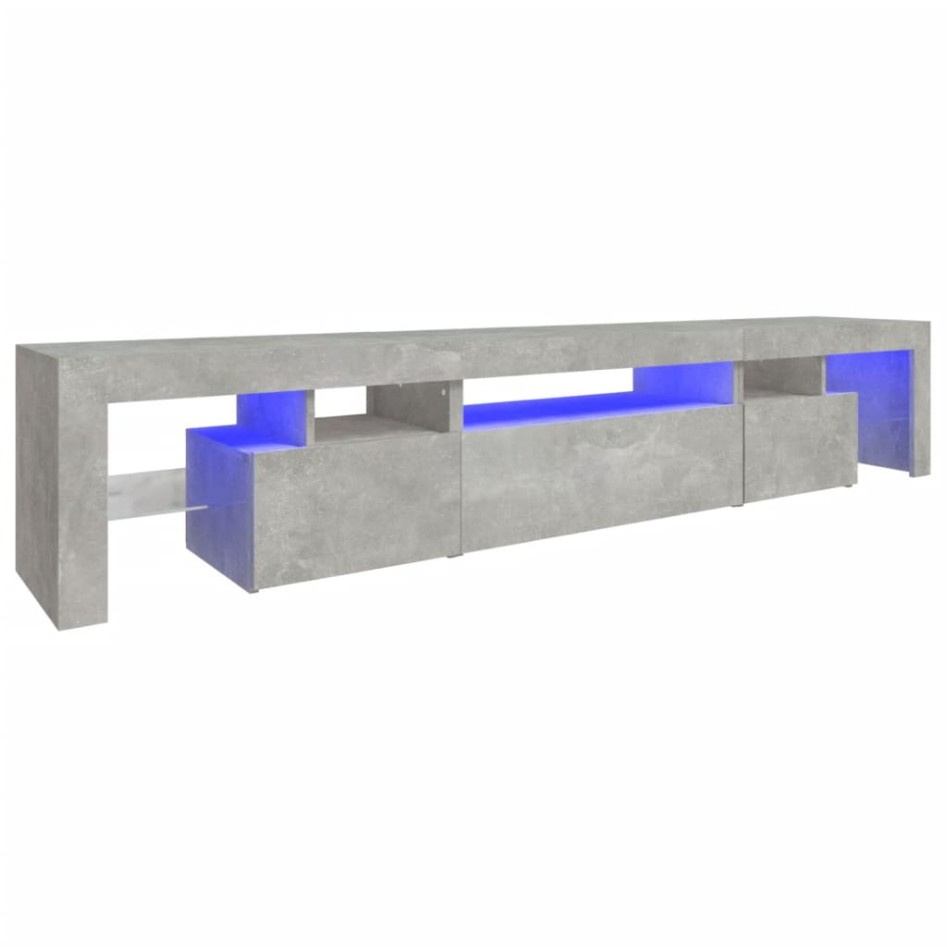 Mueble de TV con luces LED gris hormigón 215x36,5x40