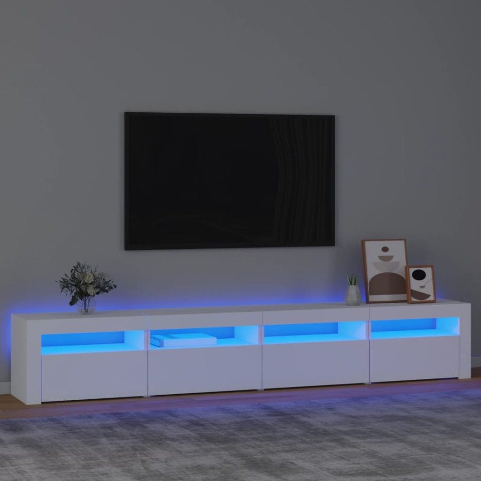 Mueble de TV con luces LED blanco 240x35x40