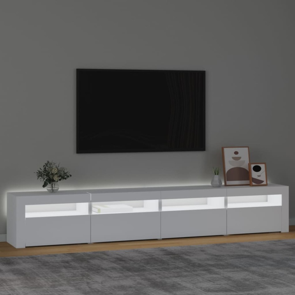 Mueble de TV con luces LED blanco 240x35x40
