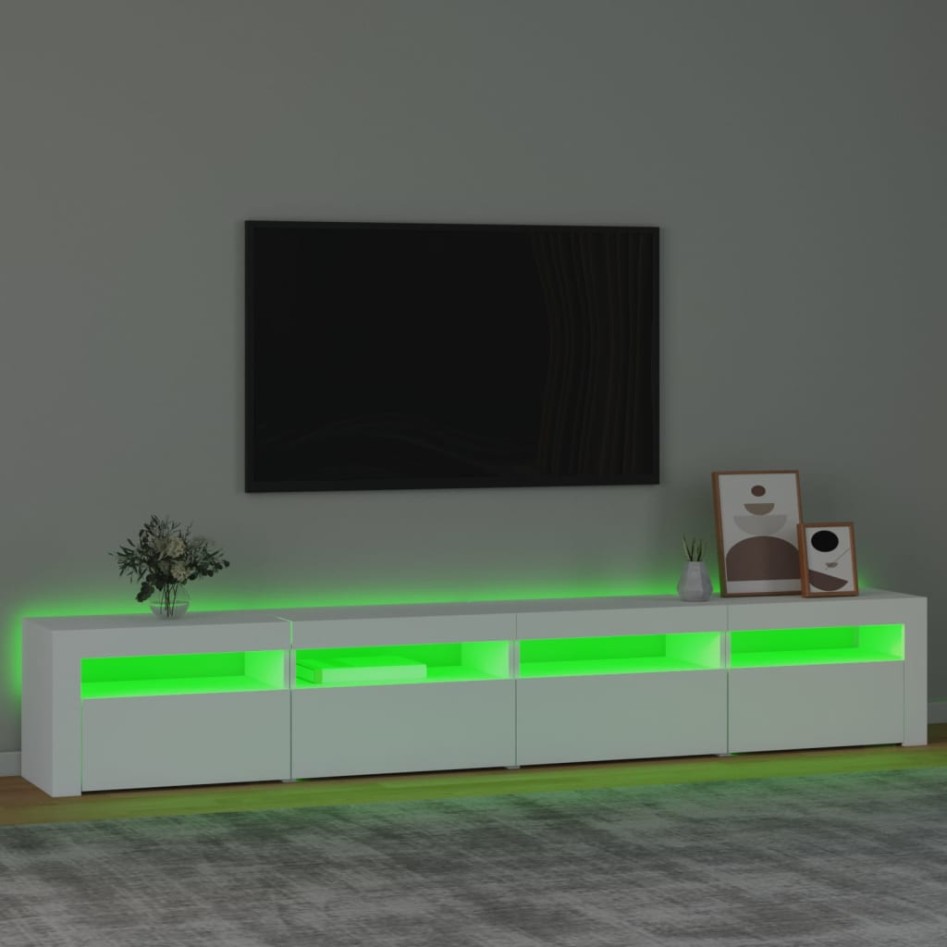 Mueble de TV con luces LED blanco 240x35x40