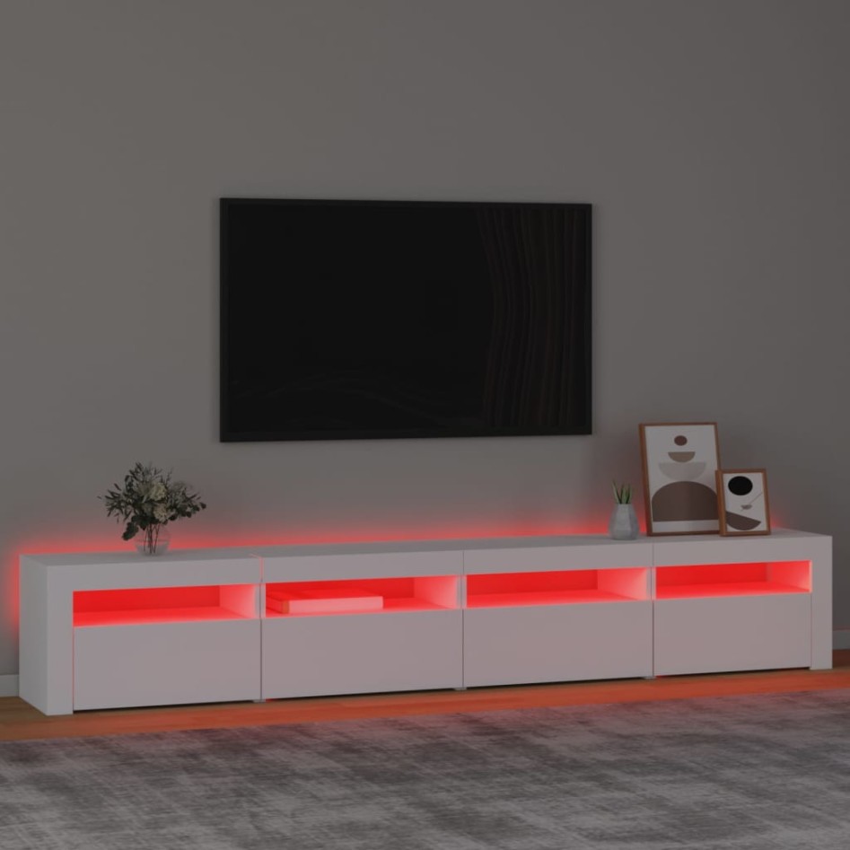 Mueble de TV con luces LED blanco 240x35x40