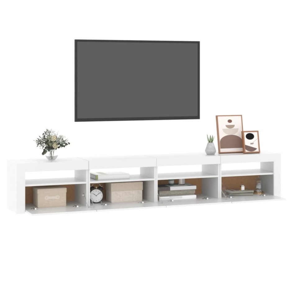 Mueble de TV con luces LED blanco 240x35x40