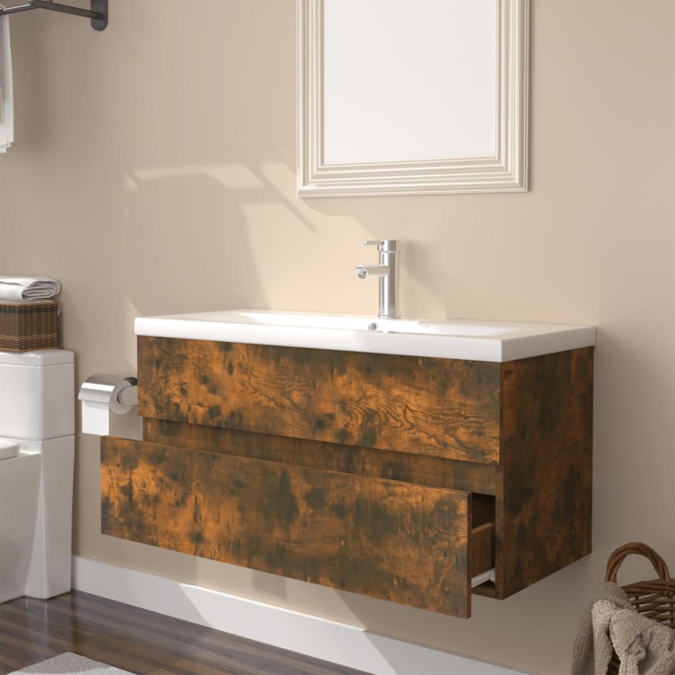 Mueble de baño con lavabo madera contrachapada roble