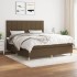 Cama box spring con colchón tela marrón oscuro 160x200