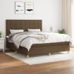 Cama box spring con colchón tela marrón oscuro 160x200 cm