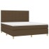 Cama box spring con colchón tela marrón oscuro 160x200