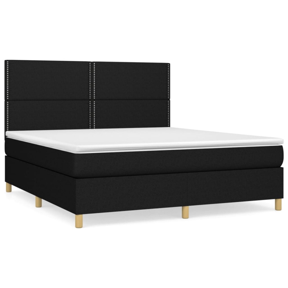 Cama box spring con colchón tela negro 160x200