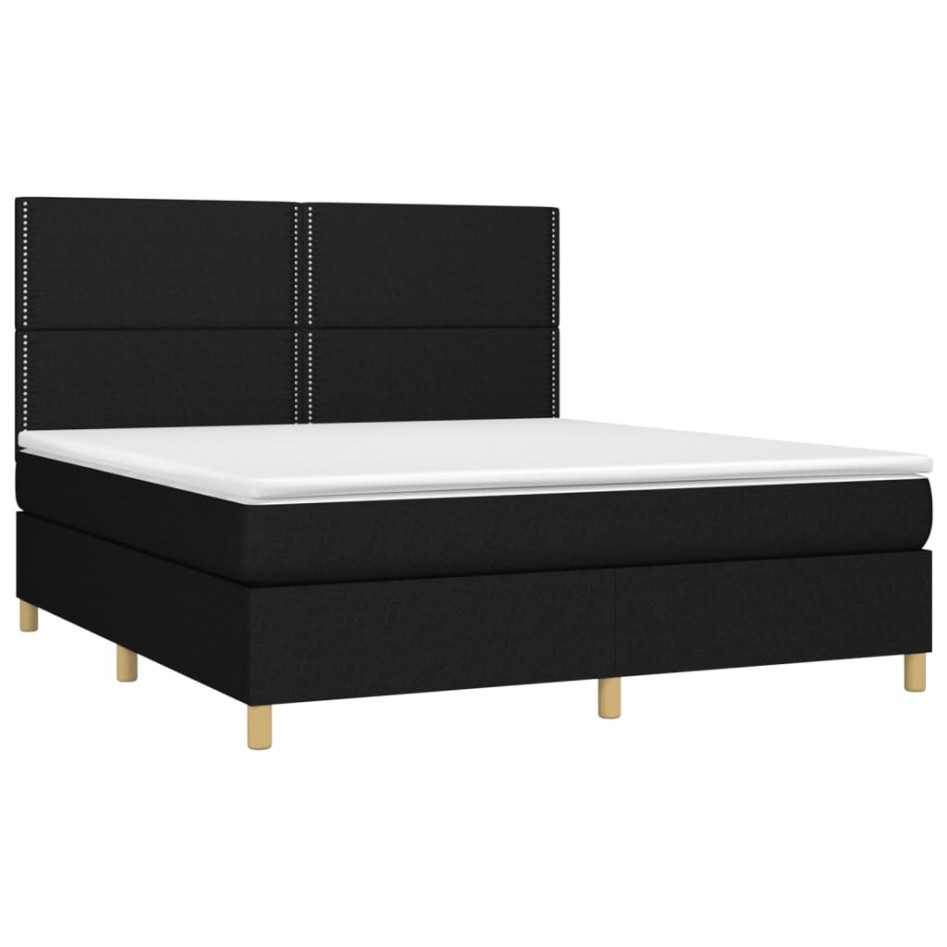 Cama box spring con colchón tela negro 160x200