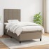 Cama box spring con colchón tela gris taupe 90x200