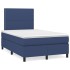 Cama box spring con colchón tela azul 120x200