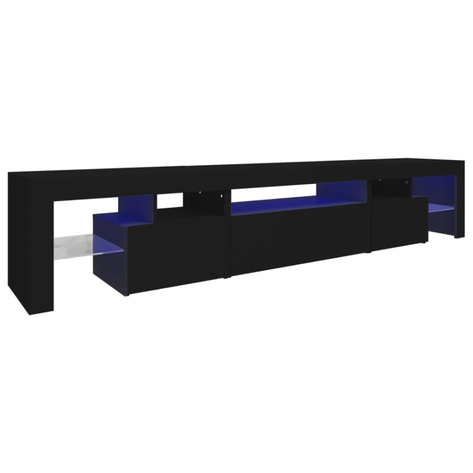 Mueble de TV con luces LED Negro 215x36,5x40