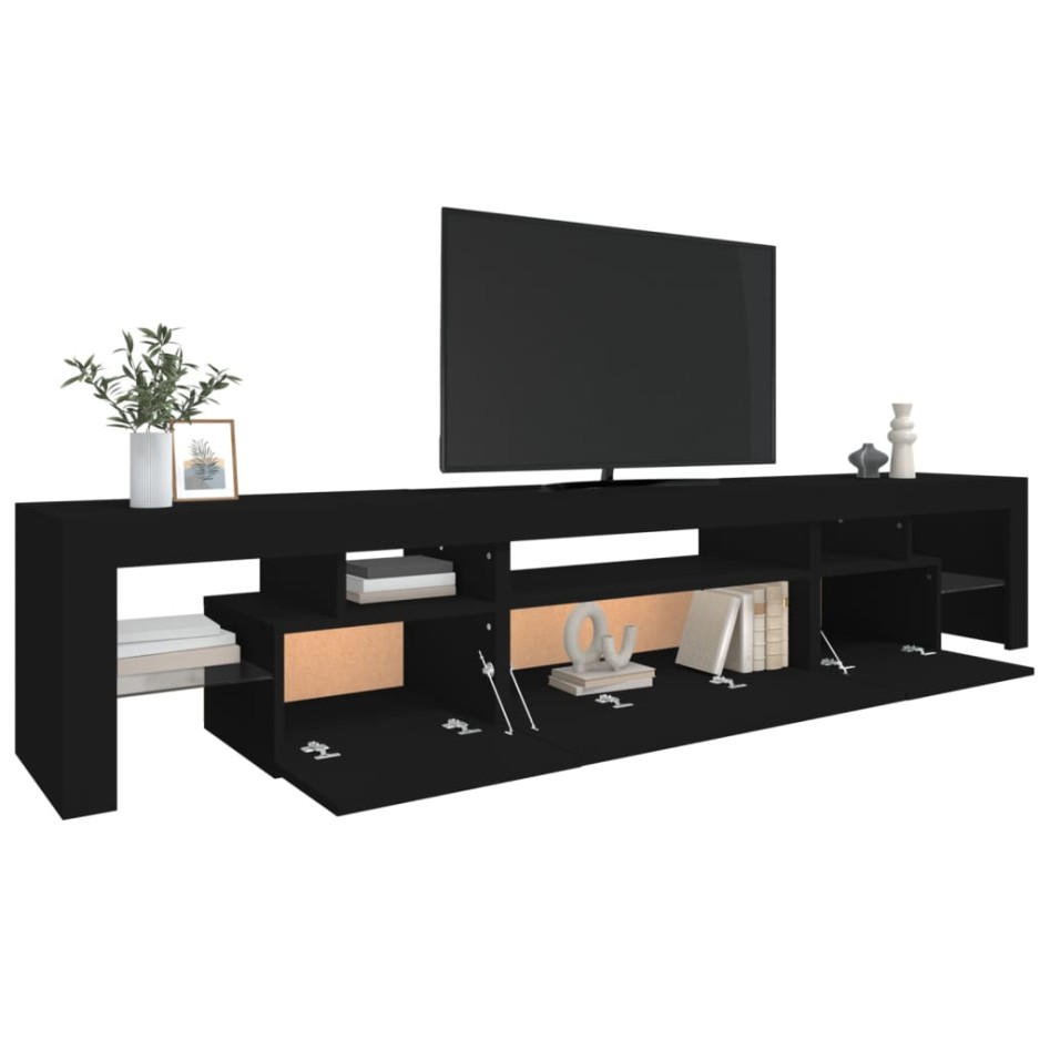 Mueble de TV con luces LED Negro 215x36,5x40