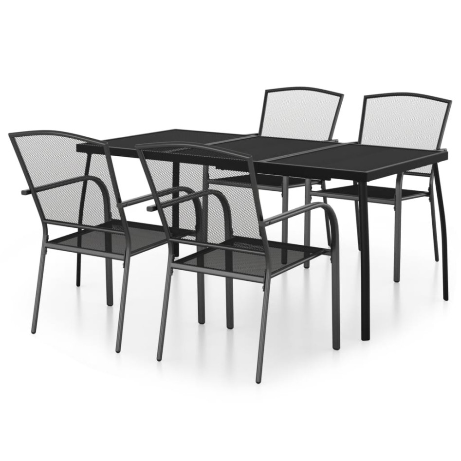 Juego de comedor de jardín 5 piezas acero gris