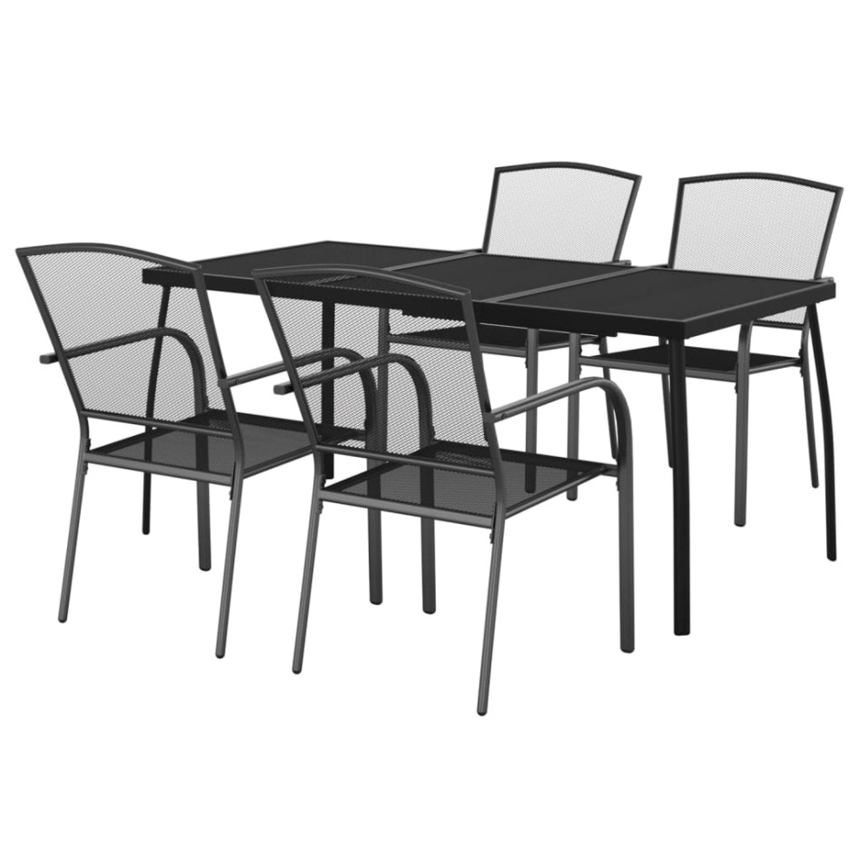 Juego de comedor de jardín 5 piezas acero gris