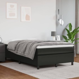 Cama box spring con colchón cuero sintético negro 120x200