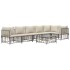 Set muebles de jardín 7 pzas y cojines ratán PE gris
