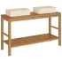 Mueble tocador madera teca maciza con lavabos de mármol