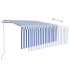 Toldo retráctil automático con persiana azul y blanco 3,5x2,5