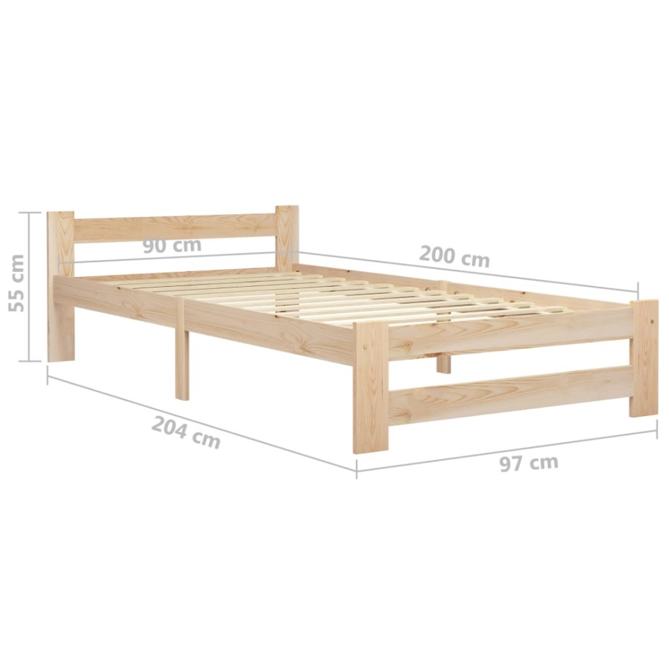 Estructura de cama sin colchón madera maciza de pino 90x200