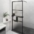 Mampara ducha con estante vidrio ESG y aluminio negro 80x195