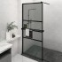 Mampara ducha con estante vidrio ESG y aluminio negro 90x195