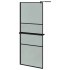 Mampara ducha con estante vidrio ESG y aluminio negro 90x195