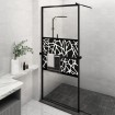 Mampara ducha con estante vidrio ESG y aluminio negro 90x195 cm