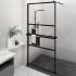 Mampara ducha con estante vidrio ESG y aluminio negro