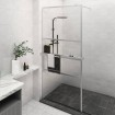 Mampara ducha con estante vidrio ESG y aluminio cromo 80x195 cm