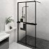 Mampara ducha con estante vidrio ESG y aluminio negro