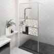 Mampara ducha con estante vidrio ESG y aluminio cromo 90x195 cm