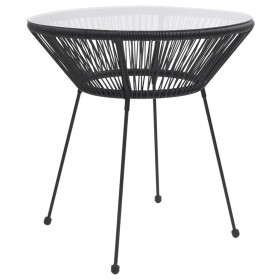 Mesa de comedor de jardín acero y vidrio negra Ø70x74