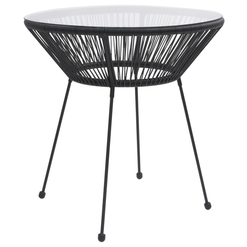 Mesa de comedor de jardín acero y vidrio negra Ø70x74