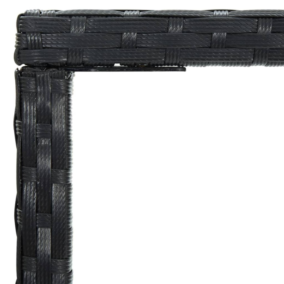 Mesa alta de jardín ratán sintético y vidrio negro 70x70x110