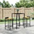 Mesa alta bar ratán PE y superficie vidrio negro 70x70x110