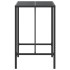 Mesa alta bar ratán PE y superficie vidrio negro 70x70x110