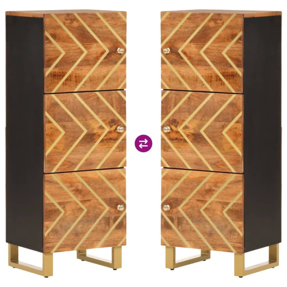 Aparador alto madera maciza mango marrón y negro 40x33,5x110