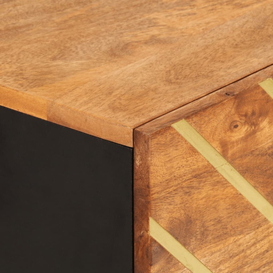 Aparador alto madera maciza mango marrón y negro 40x33,5x110