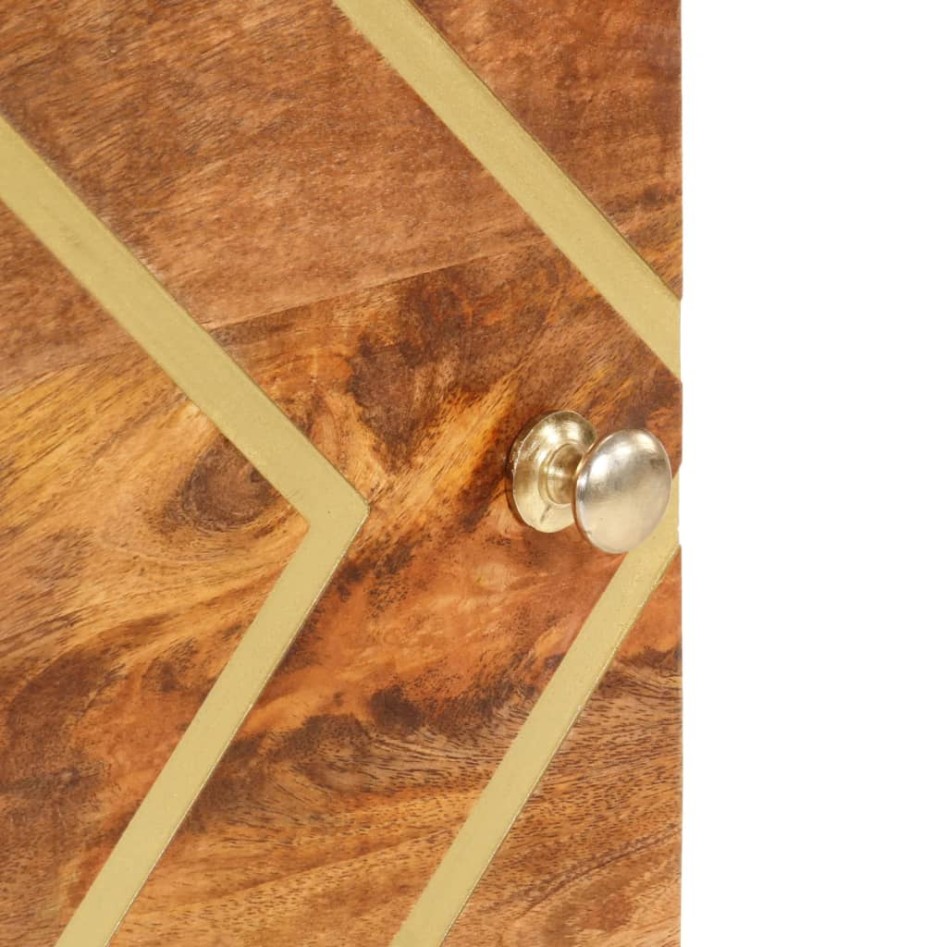 Aparador alto madera maciza mango marrón y negro 40x33,5x110