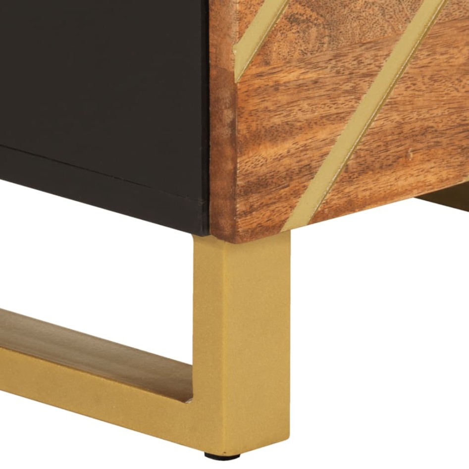 Aparador alto madera maciza mango marrón y negro 40x33,5x110