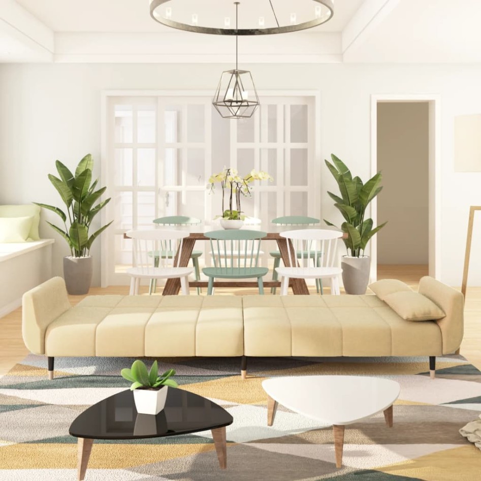 Sofá cama de 2 plazas con dos cojines terciopelo