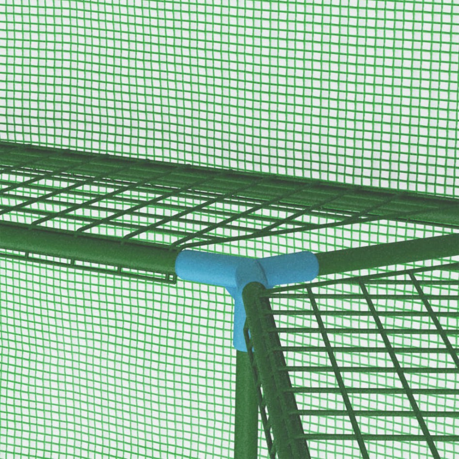 Invernadero con estantes acero 227x223