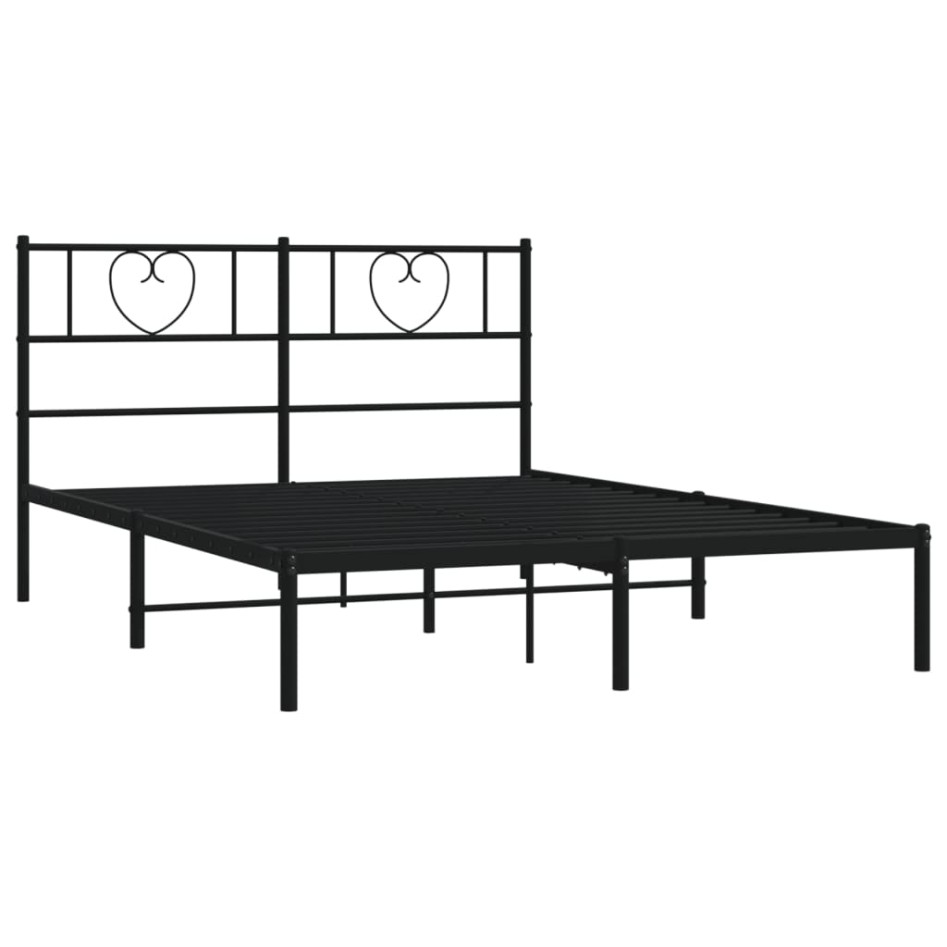 Estructura cama sin colchón con cabecero metal negro 140x200